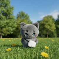 Peluche personnalisée chat noir 10 cm, porte-clés chat blanc en peluche, jouets en peluche animaux avec certification CE, jouets doux