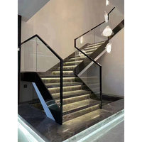 Treppenglas-Stufen Maßanfertigung Moderne Luxuriöse Innenbalkon-Geländer Ultraklares Villa-Stahlplatten-Kanalgeländer