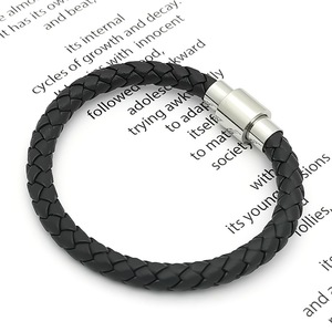 Stainless Steel Magnetic Buckle <b>Braided</b> Leather <b>Cord</b> Bracelet Unisex Fashion Simple Gift Jewelry - Product Image 5