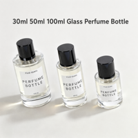 Flacon de parfum en verre à fond épais de 50 ml et 100 ml, flacon pulvérisateur à col serti, atomiseur cosmétique vide, logo personnalisé avec boîte