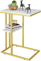 Table d'appoint en forme de C Easy Paws, table de chevet dorée pour canapé, lit, salon, chambre à coucher, table d'angle G-14