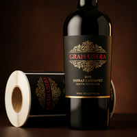 Étiquettes de vin holographiques personnalisées en forme sur mesure, directement de l'usine - Autocollants anti-contrefaçon avec estampage métallique doré pour bouteille de vin rouge