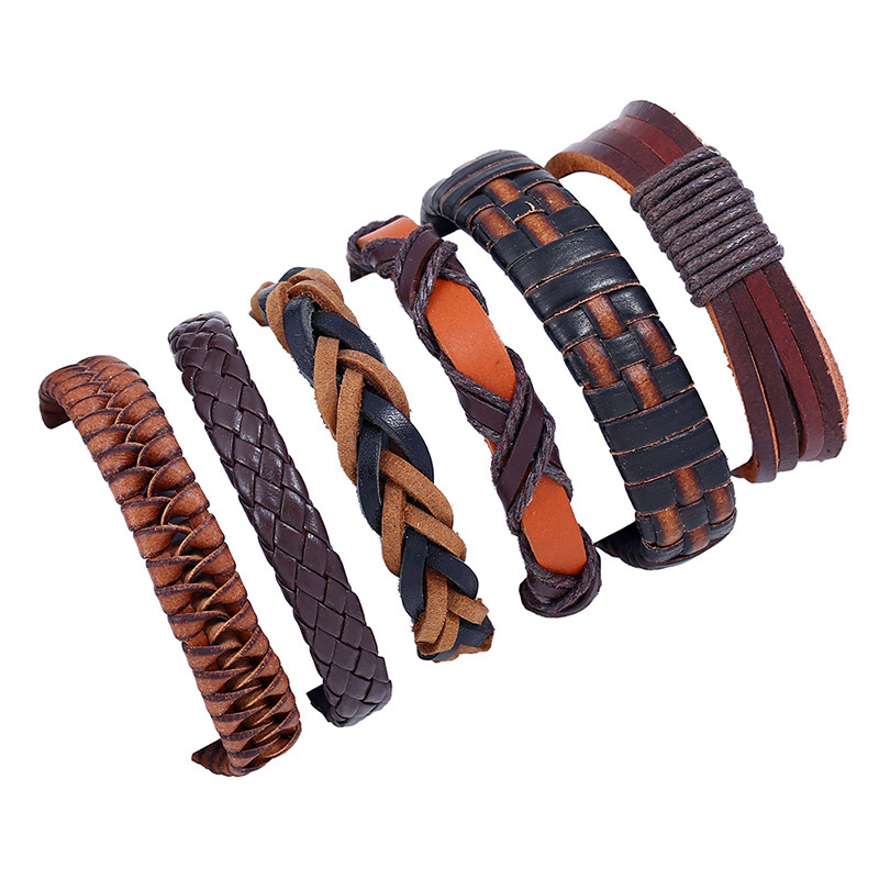 JJDreams Lot de 6 à 10 bracelets en cuir tressé pour homme et femme avec perles en bois et cordon réglable, Simili cuir