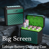 Chargeur de batterie hybride à couvercle rabattable : Chargeur intelligent de remplacement pour piles Ni-MH 1,2 V et Li-ion 1,5 V, boîte de charge à 8 emplacements pour piles AA AAA au lithium