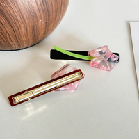 Vente en gros Grande épingle à cheveux cassée de luxe Accessoires pour cheveux en acétate à motifs floraux pour filles Pince à cheveux bec de canard à l'acide acétique doux