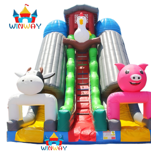 Toboggan gonflable double piste sur le thème de la ferme en PVC, directement de l'usine, pour <span class=keywords><strong>location</strong></span> et jeux d'enfants, utilisable à sec ou à l'eau - Product Image 1