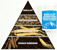 Mélange de Shilajit, Ashwagandha, Rhodiola Rosea et Panax Ginseng |   60 capsules végétales |   Complément alimentaire bien-être quotidien