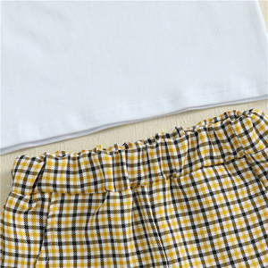 Ensemble 2 pièces pour bébés, logo personnalisé, broderie voiture/rugby, t-shirt manches courtes, short élastique à carreaux pour tout-petits garçons, 1 pièce - Product Image 5