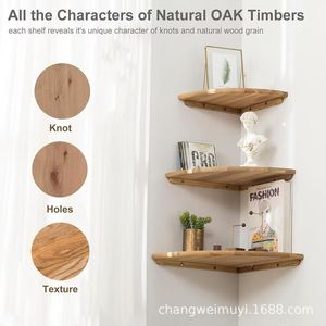 Wooden Wall Mounted Corner <b>Shelf</b> Natural Color 3 Tier Storage <b>Rack</b> For Home Living Room Bathroom Display - Product Image 4