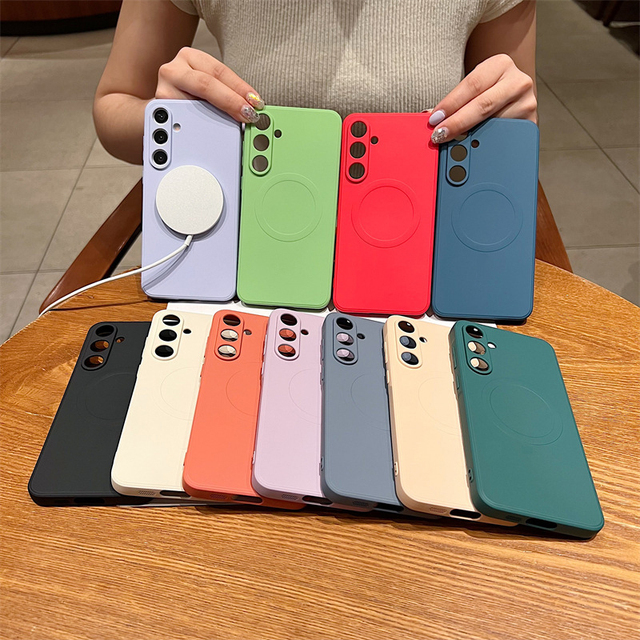 Luxury Magnetic Charging Soft Liquid Silicone Phone Shell Cover for Samsung Galaxy S24 FE S24 Ultra S23 Plus A55 A35 A25 A15 A05