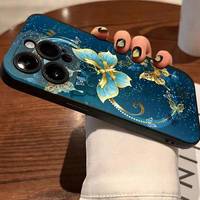 Coque de protection antichoc en TPU souple avec motif papillon bleu de luxe pour iPhone 16 Pro Max 15 14 Plus 13 12 11 XR XS