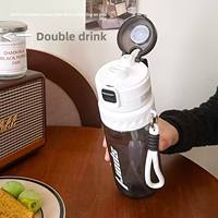 Bouteille de sport RTS à paille, portable, en PC incassable, avec graduations, pour hommes, idéale pour l'extérieur et la remise en forme, pour boire directement en été