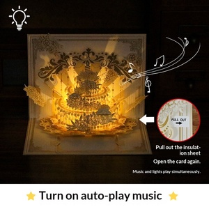 Carte de vœux d'anniversaire en forme de gâteau avec musique et éclairage, design 3D, vent, joyeux anniversaire, vente en gros pour fabricants - Product Image 4
