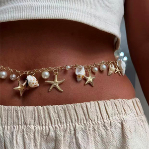 المرأة البوهيمية مطرز قذيفة اللؤلؤ المحار سلسلة الخصر المجوهرات المخصصة - Product Image 4