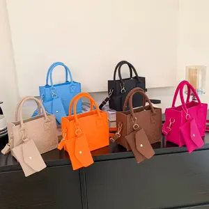 Moda feminina bolsas quadradas grande capacidade sacola de feltro mini porta-cartões carteira conjunto para senhoras