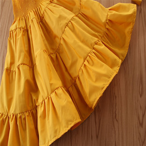 Vente en gros de vêtements pour enfants, nouveaux modèles, ensembles de vêtements pour enfants, t-shirts blancs unis et robe longue jaune - Product Image 6