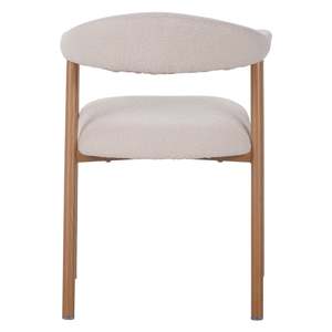 Fauteuil de salle à manger ergonomique et élégant en tissu <span class=keywords><strong>beige</strong></span> avec structure en métal couleur chêne - Product Image 3