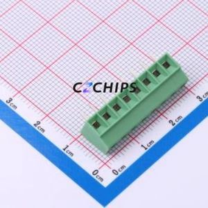 1751303 <b>Screw</b> Terminal <b>Block</b> Through hole Component (THT),P=3.5mm Connector 1x8P 3.5mm Green Through Hole - Product Image 1
