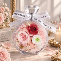 Ornement en forme de bouteille de parfum avec rose véritable préservée, multicolore, décoration florale pour la maison, pièce décorative de table