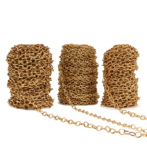 Chaîne à maillons ovales torsadés |   Chaîne en acier inoxydable plaqué or 18K PVD texturée pour la fabrication de bijoux DIY - Product Image 5