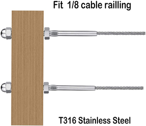 Kit <span class=keywords><strong>de</strong></span> barandilla <span class=keywords><strong>de</strong></span> <span class=keywords><strong>Cable</strong></span>, <span class=keywords><strong>Tensor</strong></span> roscado Swage, Terminal <span class=keywords><strong>de</strong></span> montaje <span class=keywords><strong>de</strong></span> extremo para <span class=keywords><strong>Cable</strong></span> <span class=keywords><strong>de</strong></span> 1/<span class=keywords><strong>8</strong></span>'' - Product Image 6
