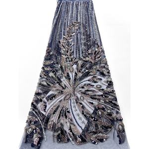 Tissu de dentelle de mariage de luxe français, <span class=keywords><strong>méga</strong></span>-excellent, multicolore, avec sequins, filet, tulle, écologique, pour vêtements, avec motif animal - Product Image 1