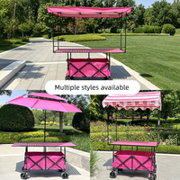 Chariot de camping d'extérieur pliable robuste à 4 roues avec auvent, hauteur réglable, multifonctionnel