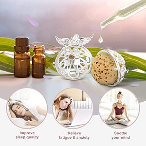 Bunga antik diukir lonceng angin kalung harmoni liontin bola, malaikat panggil kehamilan kalung minyak penyebar aroma untuk wanita - Product Image 4