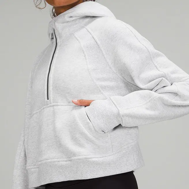 Lulu Quần Áo Tập Yoga Mới mùa thu và mùa đông cho nữ áo hoodie dáng rộng sang trọng phong cách giản dị nửa khóa kéo thể thao