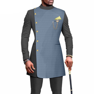 Ensemble 2 Pièces <span class=keywords><strong>Homme</strong></span> Mode <span class=keywords><strong>Africaine</strong></span>, Costumes Ethniques Traditionnels à Manches Longues avec Pantalon, <span class=keywords><strong>Tenue</strong></span> Habillée - Product Image 4