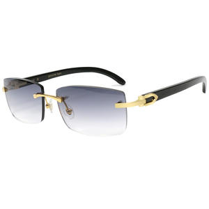 उच्च अंत व्यवसाय शैली सींग पैटर्न शुद्ध टाइटेनियम रिम्लेस धूप का चश्मा लालित्य दिखाने के लिए फैशनेबल बहुमुखी - Product Image 3