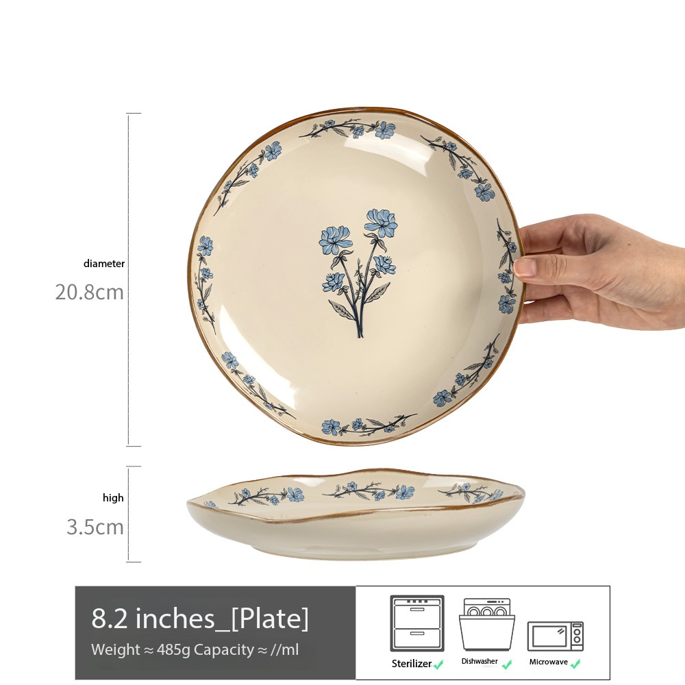 Assiette irrégulière blanc laiteux de 8,2 pouces