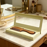 Boîte cadeau écologique pour peigne à cheveux, avec fermeture magnétique et fenêtre transparente, impression personnalisée, boîte en papier rigide pour brosse à cheveux en bois, usage domestique ou en salon