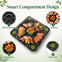 Boîte à PET à plusieurs compartiments Conteneur pour à sushi en plastique de haute qualité avec couvercle Plateau à sushi