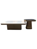 Ensemble de table basse de luxe, cadre en acier inoxydable, table centrale, or/verre, pour meuble de salon central, métal doré, 2 pièces, nouveau Design