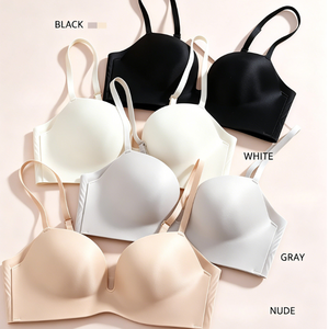 Nahtlose Satin-Unterwäsche für Damen mit Kleiner Brust Push-Up Ohne Stahlring Dicker BH-Überzug - Product Image 3