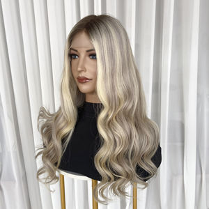 Perruques de cheveux humains européens de qualité supérieure, prêtes à être expédiées, avec balayage gris, perruques en dentelle complète HD, perruques médicales à nouer à la main, sans colle - Product Image 2