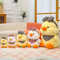 Peluche Canard Jaune Crème en Coton PP, Cadeau d'Anniversaire pour Enfants, Poupée de Machine à Pinces, Canard Enfantin avec Écharpe