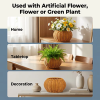 Pot de fleurs en rotin PP tressé à la main 2025, conteneur pour fleurs artificielles, panier décoratif pour plantes, pour la maison, la table, le jardin