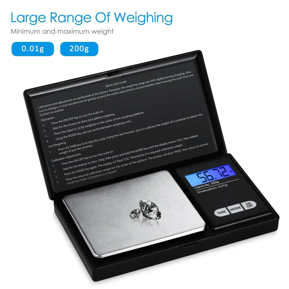 Mini balança eletrônica digital de bolso, venda quente de balança digital de bolso 0 01g, para joias, dourada, digital, de bolso