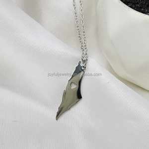 Livraison rapide nouveau Design <span class=keywords><strong>Palestine</strong></span> colliers carte bijoux haute poli 316l acier inoxydable Jérusalem Gaza paix collier pour hommes - Product Image 5