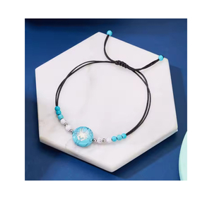 <strong>Hawaiian</strong> Boho Handmade <strong>Seed</strong> Bead Bracelet Turquoise Stone Leo Cancer Virgo Zodiac Sign Bracelet for Couple <strong>Jewelry</strong> - Product Image 1