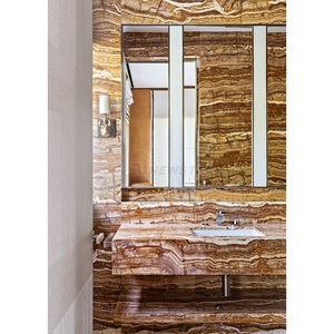 Newstar nhà máy trực tiếp đá tự nhiên chất lượng tốt màu vàng mật ong Onyx sàn đá cẩm thạch gạch nâu phiến đá cẩm thạch hổ Onyx - Product Image 3