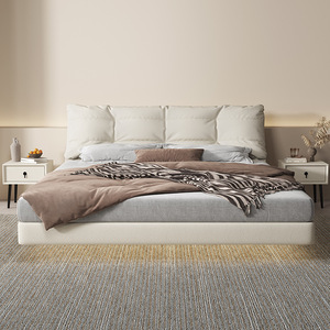 Cadre <span class=keywords><strong>de</strong></span> <span class=keywords><strong>lit</strong></span> triple moderne <span class=keywords><strong>de</strong></span> luxe pour chambre d'hôtel, style minimaliste, avec rangement intégré, disponible <span class=keywords><strong>en</strong></span> tailles King et Queen, aux designs élégants et illustrés. - Product Image 1