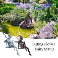Statue de fée fleur assise MAB13 ornements artisanaux en résine ornements de jardin extérieur cadeau