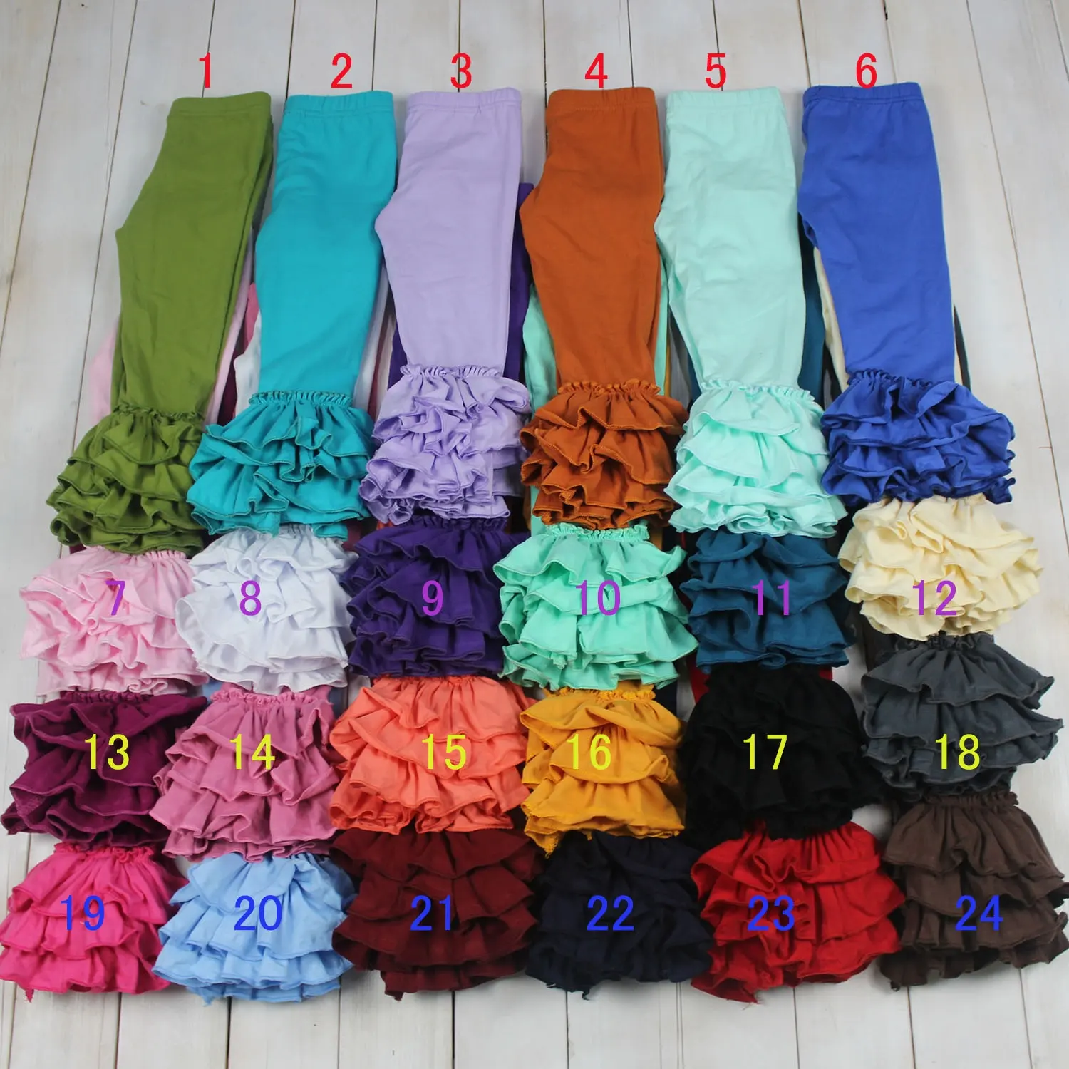 Dolike Top-ranking Baby Girl Legging Icing Ruffle Pants Solid Children Ruffle Leggings Triple Icings Kids Pants Wholesale