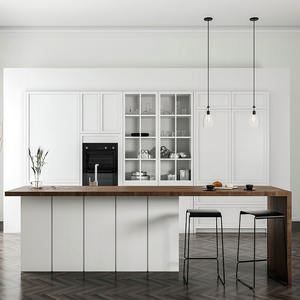 Îlot de cuisine modulaire <span class=keywords><strong>antifongique</strong></span>, design moderne en contreplaqué massif avec évier, charnières et centre de rangement multifonctionnel pour salle à manger - Product Image 3