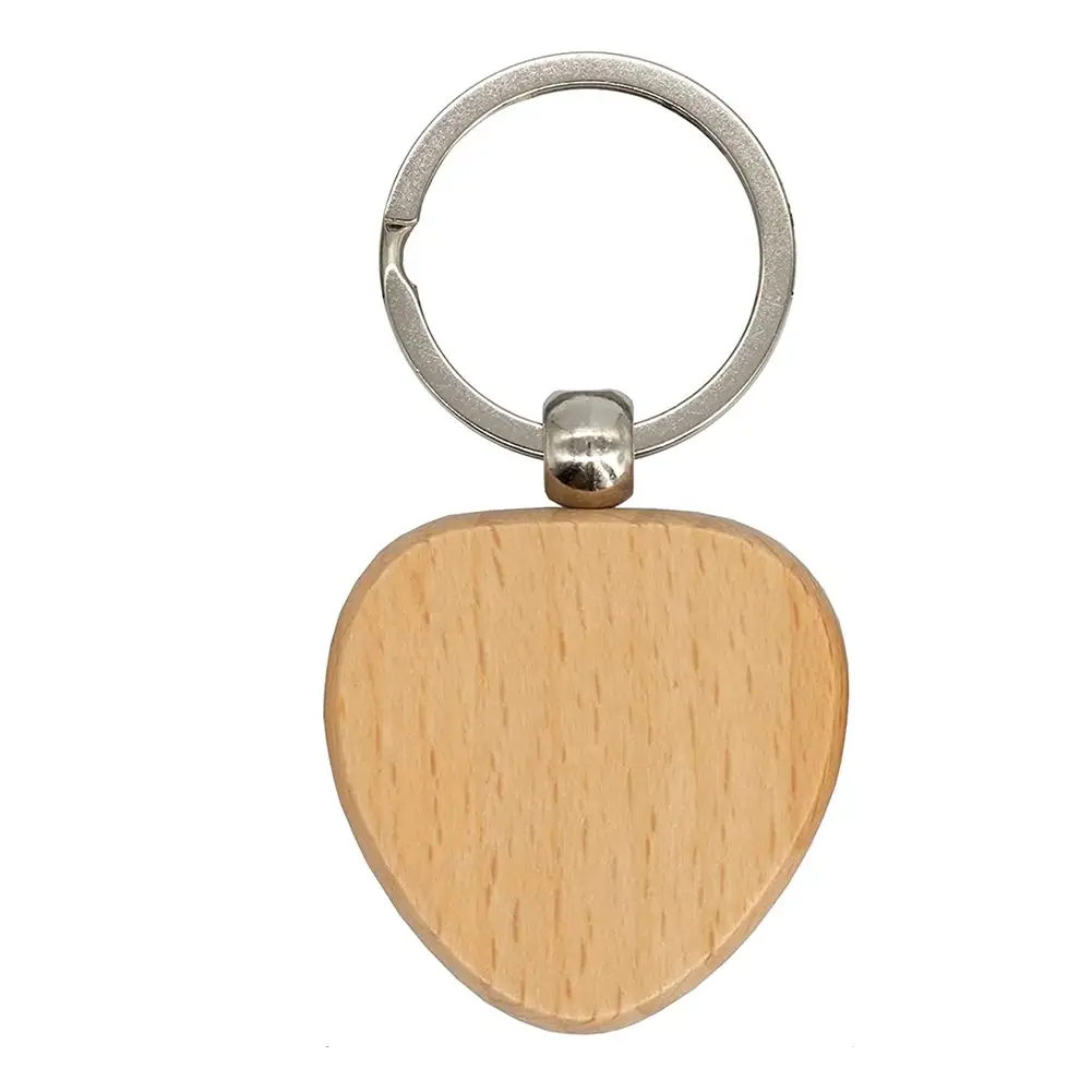 Porte-clés en bois fait à la main avec anneau fendu, porte-clés en bois pour gravure Laser