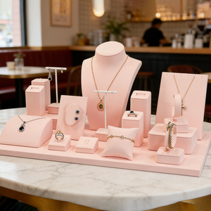 Custom Velvet Jewelry Display Props Piercing <b>Earring</b> Jewelry Pink Jewelry Display Stand Kit - Product Image 3