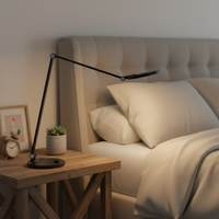 Lampe de bureau LED contemporaine à intensité variable continue, commande tactile, bras flexible réglable, protection oculaire, en ABS, pour salle de lecture